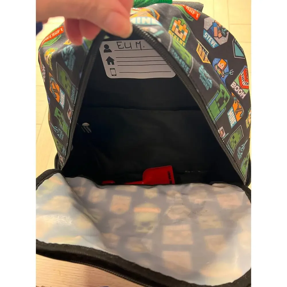 Minecraft backpack w/ 2 zippered sections. Measures 11